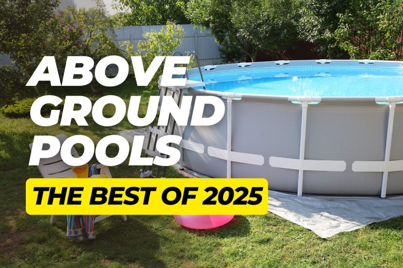 Featured image of a large above ground pool in a backyard, filled with water and overlaid with bold text.